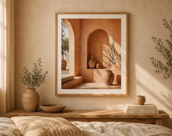 Mediterranean Print, Coastal Wall Art, Terracotta Digital Poster, Mediterranean Wall Decor, Architecture Print, Printable Art