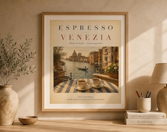 Espresso Venezia Poster, Coffee Wall Art, Italian Cafe Decor, Vintage Travel Print, Coffee Wall Art, Italian Cafe Decor, Kitchen Poster