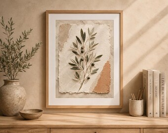 Olive Tree Wall Art, Botanical Print, Botanical Gallery Decor, Olive Branch Poster, Organic Wall Art, Herbarium Print, Digital Download