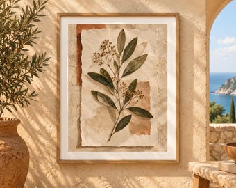 Olive Tree Wall Art, Botanical Print, Botanical Gallery Decor, Olive Branch Poster, Organic Wall Art, Herbarium Print, Digital Download