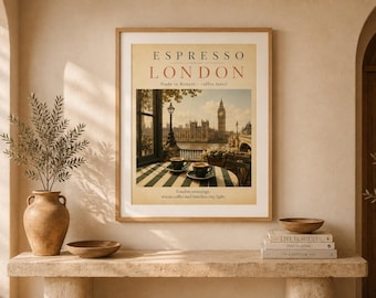 Espresso London Coffee Bar Poster, Coffee Wall Art, Coffee Travel Decor, Vintage Travel Print, Coffee Wall Art, Coffee Travel Decor