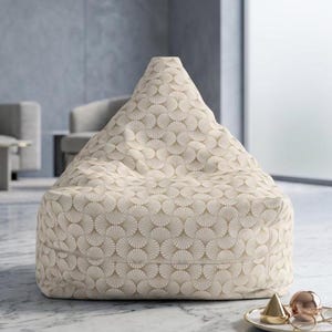 Cream Geometric Petal Pattern Bean Bag Chair Cover minimalist | Neutral Textured Home Decor