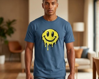 Dripping Smiley Face Tee | Music Graffiti Back Print