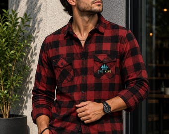 The King Lion Graphic Flannel Shirt | Small Chest Logo, Buffalo Plaid