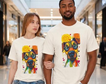 Colorful Pop Art Dog T-Shirt | Vibrant Rainbow Puppy Tee