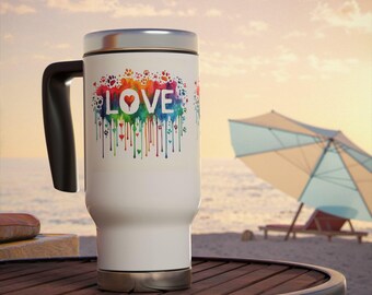 Rainbow Drip LOVE Travel Mug | Stainless Steel 14oz