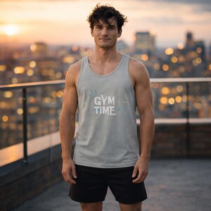 Gym Time tank Fitness workout motivational graphic tank top modern