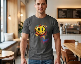 Dripping Smiley Graffiti Tee | Skateboard Street Art Smiley T-Shirt