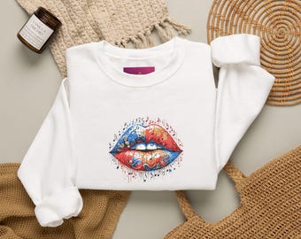 Paint Splatter Lips Sweatshirt | Colorful Lip Art Crewneck