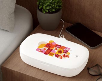 Abstract Geometric Animal Collage UV Phone Sanitizer and Wireless Charging Pad