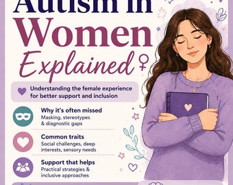 Autism in Women Explained | Neurodiversity-Affirming Autism Infographic | Understanding Masking, Traits & Late Diagnosis