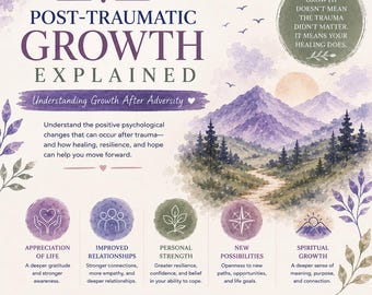 Posttraumatisches Wachstum erklärt | Trauma-Recovery Infografik | Heilung nach Trauma | Psychische Gesundheit Printable | Wiederherstellungsressource