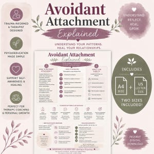 Avoidant Attachment Explained | Attachment Style Infographic | Relationship Patterns | Healing & Therapy Printable PDF