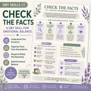 Check the Facts DBT Skill | Emotion Regulation Worksheet | Mental Health Printable | Therapy Resource | A4 & US Letter PDF