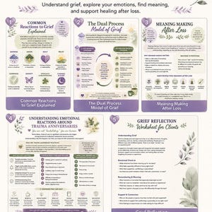 Trauer verstehen & heilen Bündel | Trauer Arbeitsblätter und Infografiken | Bedeutung, Trauma Jahrestage, Duales Prozess Modell