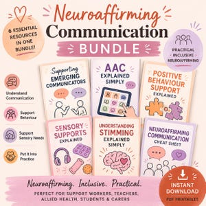 Pacote de Comunicação Neuroafirmativa | CAA, Estereotipias, Apoios Sensoriais e Apoio ao Comportamento Positivo | Recurso de Apoio à Pessoa com Deficiência