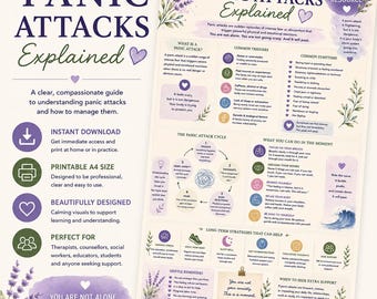 Panic Attacks Explained Infographic | Anxiety Education Printable | Mental Health Resource | Therapy Office Decor | Instant Download PDF