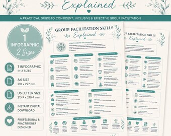 Group Facilitation Skills Explained | Group Therapy Guide | Social Work Resource | Counselling Infographic | Psychology Printable