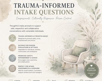 Trauma-Informed Intake Questions | Counselling Intake Assessment | Mental Health & Social Work PDF