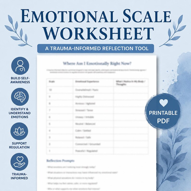 Emotional Scale Worksheet | Trauma-informed Emotional Regulation Tool ...