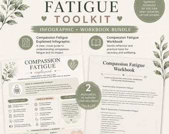 Compassion Fatigue Toolkit | Workbook & Infographic Bundle | Therapist Self-Care | Social Worker Wellbeing | Burnout Prevention Resource