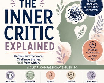 Der innere Kritiker erklärt Infografik | Selbstwertgefühl & Selbstmitgefühl Ressourcen | Trauma Heilung PDF | Therapeut Handout