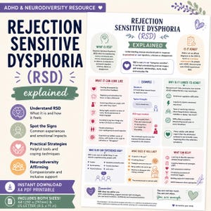 La dysphorie sensible au rejet (DSR) expliquée | Infographie sur la régulation émotionnelle du TDAH | Ressource sur la neurodiversité