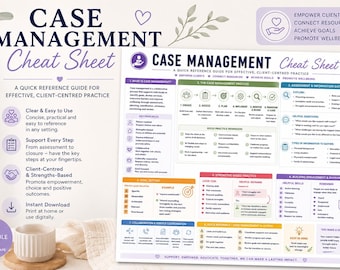 Case Management Cheat Sheet | Social Work & Community Services Resource | Student Placement Guide | Printable PDF