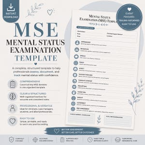 Mental Status Examination (MSE) Template | Mental Health Assessment | Social Work & Counselling PDF