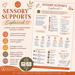 Sensory Supports Explained | Sensory Processing & Autism Infographic | Neurodiversity, Occupational Therapy and NDIS Printable