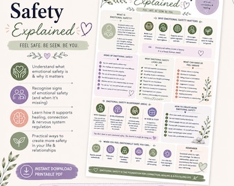 Emotional Safety Explained Infographic | Trauma-Informed Relationship & Nervous System PDF | Emotional Regulation Printable