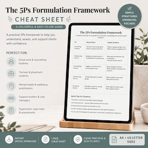 5Ps Formulation Framework Cheat Sheet | Social Work Assessment, Mental Health Case Formulation, Student Study Notes Printable PDF