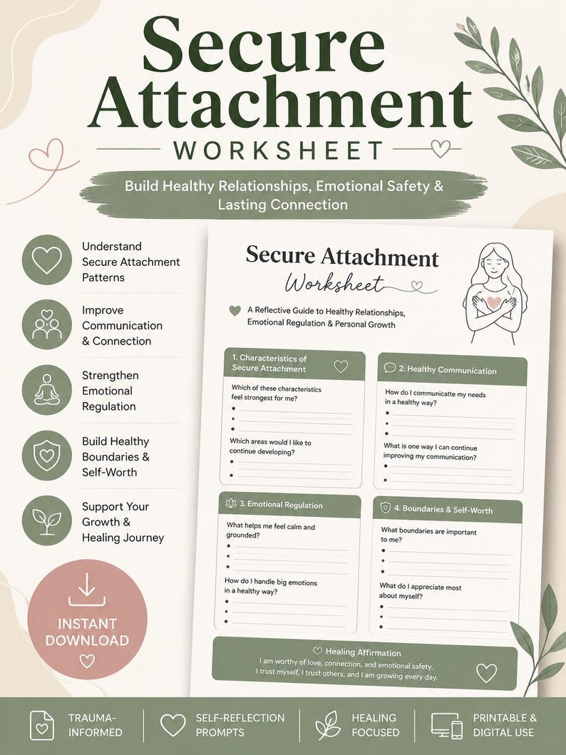 Secure Attachment Worksheet | Healthy Relationship & Emotional ...