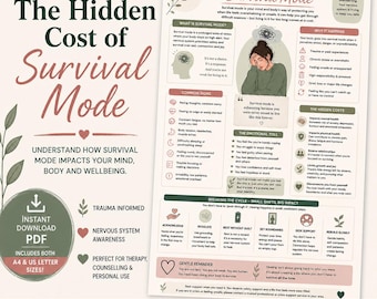 The Hidden Cost of Survival Mode | Trauma-Informed Nervous System Infographic | Anxiety, Burnout & Emotional Exhaustion Resource