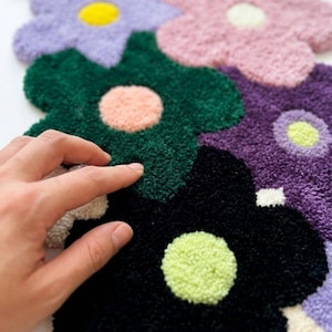 Tufted Flower Shaped Rug, Colorful Daisy Floral Carpet, Boho Nursery Decor image 10