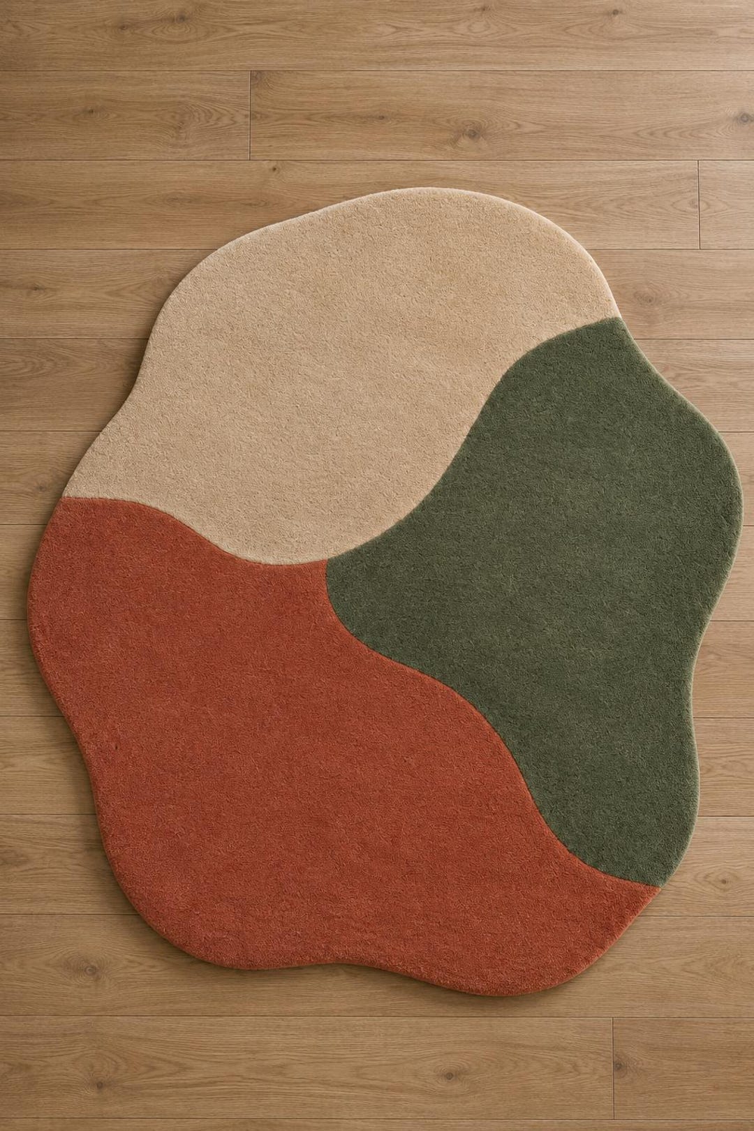 Abstract Tufted Area Rug, Organic Shape Modern Carpet, Boho Neutral ...