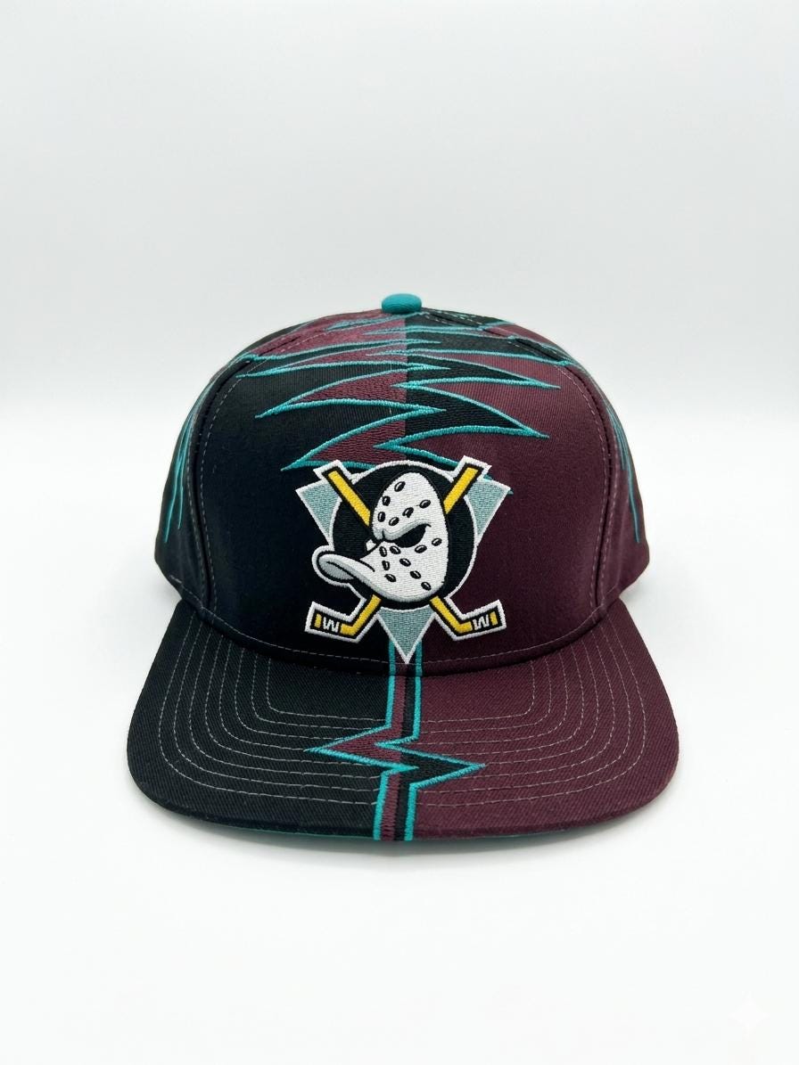 Mighty Ducks Vintage Hat, 90s Starter Lightning Snapback, Hockey