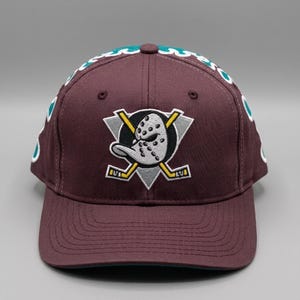 Gorra Borgoña Aqua Vintage,Y2K Hockey Snapback, Unisex, Ajustable STARTER, Mighty Ducks NHL Nueva Etiquetas, Original Retro