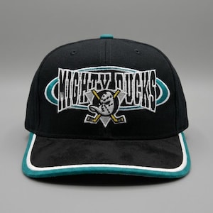 Mighty Ducks Vintage Hat 90s, Starter Center Ice Snapback, Gorra Negra Suede Hockey Y2K Unisex Ajustable NHL Korea Retro