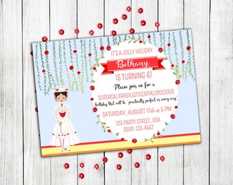 Mary Poppins Print, Mary Poppins Birthday Invitation, Mary Poppins Birthday, Mary Poppins Party Invitation, Mary Poppins Card