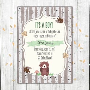 Woodland Baby Shower, Forest Baby Shower, Woodland Baby Shower Invite, Forest Baby Shower Invite, Bear Baby Shower Invitation
