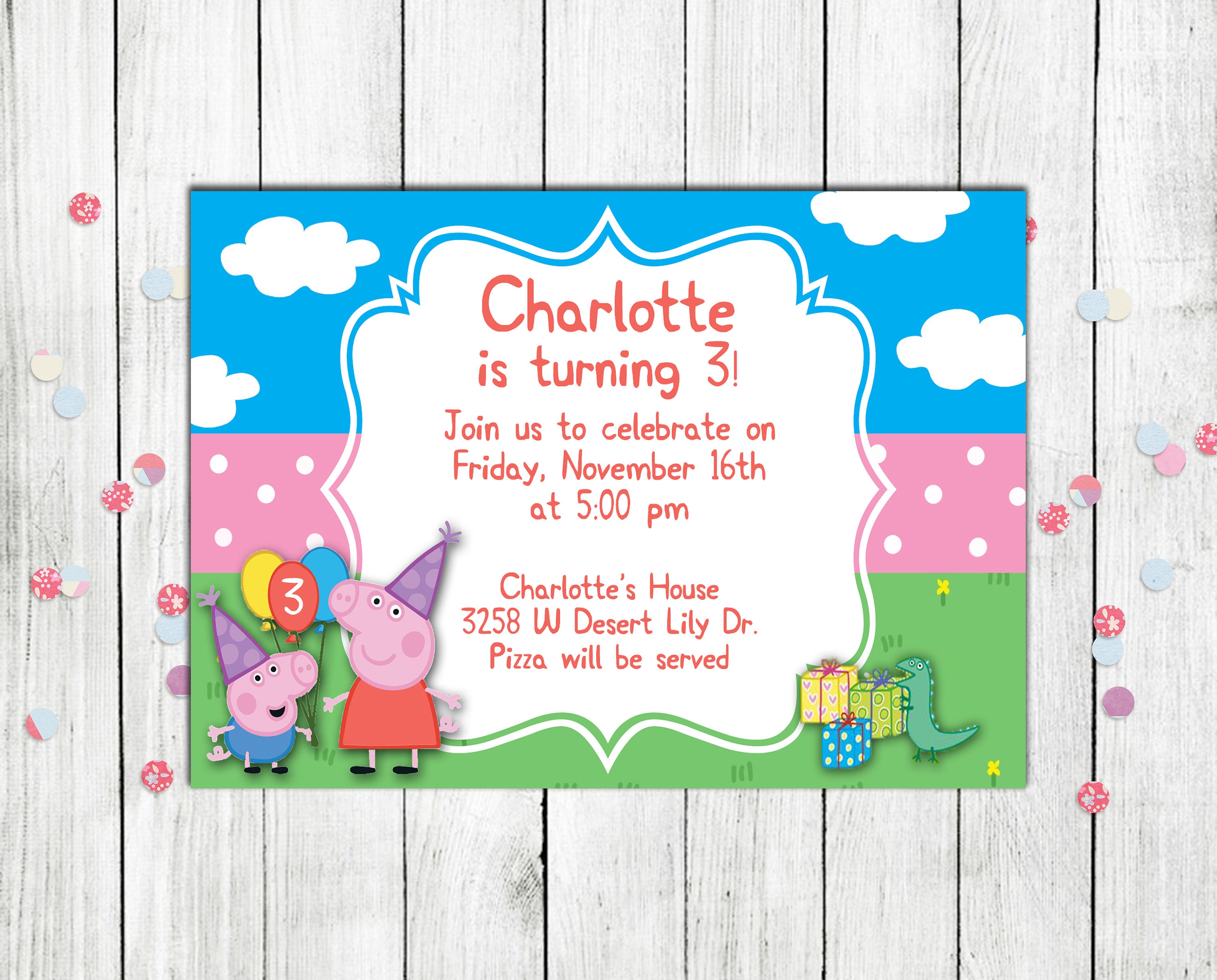 Peppa Pig Birthday Invitation Peppa Pig Invite Peppa Pig - Etsy