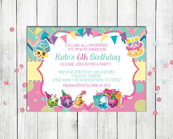 Shopkins Birthday Party Invitation Shopkins Invite, Shopkins Birthday Party Invite Shopkins Invitation