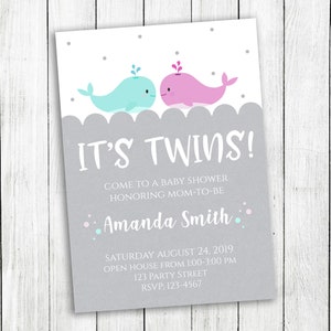 Twin Boy And Girl Baby Shower Invitation, Twin Baby Shower Invitation, Boy And Girl Twin Baby Shower, Baby Shower Invitation Twins