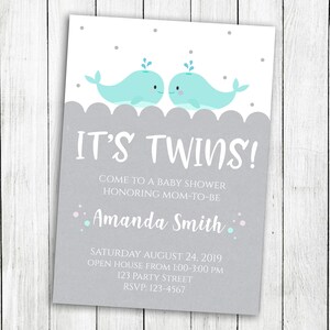 Twin Baby Shower Invitation, Twin Boys Baby Shower Invitation, Twin Boys Baby Shower, Twin Boy Baby Shower, Twin Boys Party Invitation