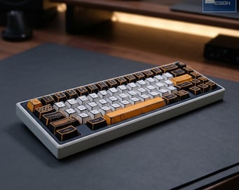 Virtual War Comic Keycap Set - 2D Cel Shaded Cyberpunk PBT Keycaps - Apocalypse Orange Tactical Cherry Profile Mechanical Keyboard Mod