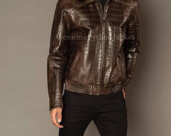 Echte Alligator Jacke | Herren Motorradjacke | Einzigartige Art von Leder