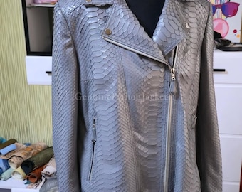 Echte Python Jacke | Damen Motorradjacke | Einzigartige Art von Leder