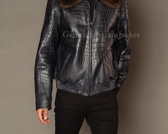 Echte Alligator Jacke | Herren Motorradjacke | Einzigartige Art von Leder