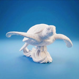 Realistisk havssköldpaddsskulptur, 3D-utskriven havsdjursfigur, målningsbar dekor